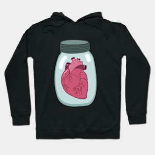 Jar with anatomical hearts. Vector flat illustration. Valentine's day drawing Hoodie